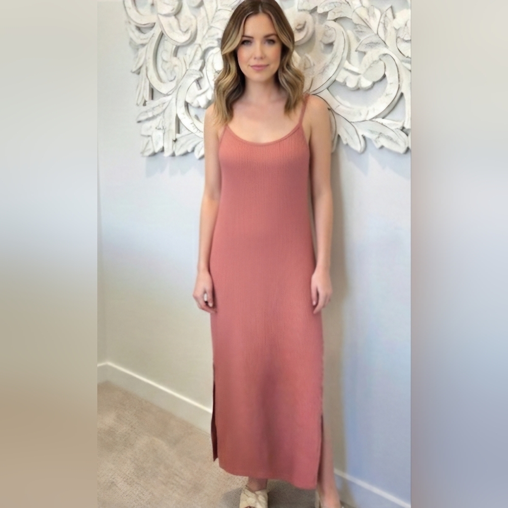 NWT O'Neill Mauve Ribbed Spaghetti Straps Maxi Sundress Women's Size Small